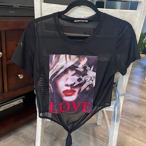 Black transparent and spandex shirt XL